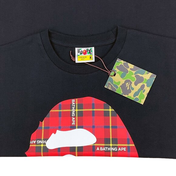 BAPE Logo Check Big Ape Head T-shirt Black Red | A Bathing Ape - Picture 3 of 6